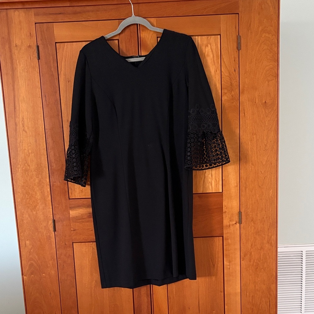 Talbots Elegant Black Dress with Lace Detail